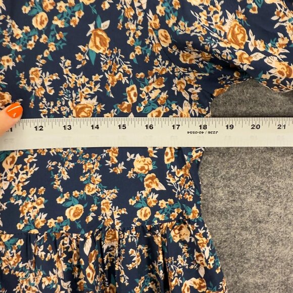 SheIn Dress Women S Small Blue Floral Shift Short V-Neck Long Sleeve Casual - Picture 5 of 8